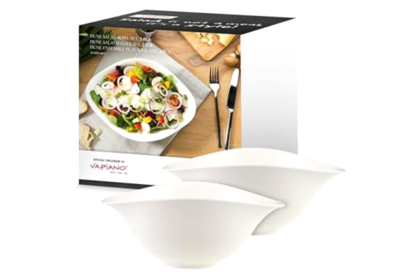 Villeroy & Boch  Ovid Vapiano salladsskål-set, två delar Servis, premium porslin, diskmaskin- och mikrovågsugnssäker, vit