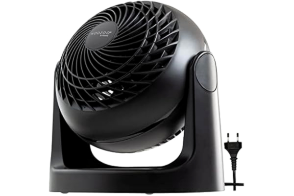 Woozoo  by Ohyama, Wydajny, cichy wentylator biurkowy / wentylator stołowy, 30W, opatentowane śmigła 3D, obrót 360°, 3 prędkości, Do powierzchni 13m² - Woozoo PCF-HE15 - Czarny