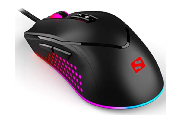 Sandberg  Azazinator Mouse 6400 | Full RGB | Spelmus med optimerad precision | Spelmus med 6 400 DPI justerbar | 7 programmerbara knappar | trådbunden spelmus för bärbar dator Mac PC-dator