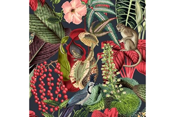 Grandeco Jungle Fever Tapet JF2201 Ljusa färger på tvättbar vinyl. 2020/2022 kollektion