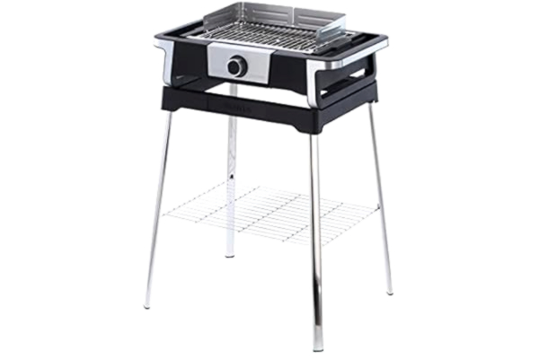 Severin SEVERIN SENOA DigitalBOOST S Elgrill med underrede, fristående grill med snabbstart upp till 500 °C, balkonggrill med SafeTouch-yta, rostfritt stål/svart, PG 8118