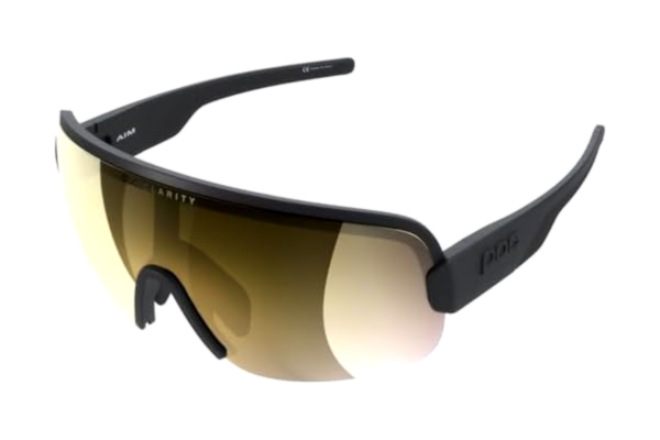 POC  Aim solglasögon – sportglasögon för cyklister med maximal komfort och bästa sikt, Uranium svart/Clarity Road/Partly Sunny Gold, one size