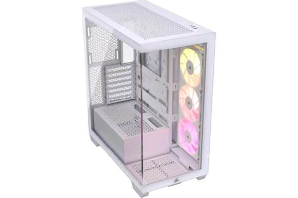 Corsair CORSAIR 3500X ARGB Mid-Tower ATX PC-Chassi Med Dubbla Kammare – Panoramabild i Härdat Glas - Kompatibel Med Moderkort Med Omvänd Anslutning – 3x CORSAIR RS120 ARGB-Fläktar Ingår – Vit