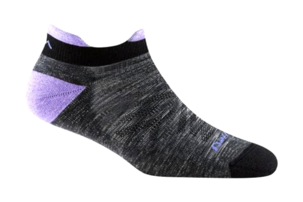 Darn Tough  Dam Run No Show Tab ultralätt med kudde, grå space grå, liten, grå - rymdgrå, Small