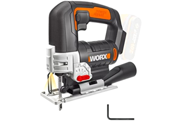 Worx WORX WX543.9 wyrzynarka akumulatorowa z adapterem do odsysania – idealna również do cięć skośnych – kompatybilna z PowerShare – bez akumulatora i ładowarki