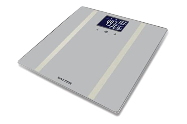Salter  9183 SV3R Dashboard Pèse Personne Numérique, Balance Impédancemètre Personnelle Électronique en Verre, Capacité Max 180KG, Écran LCD Facile à Lire, Grand Plateau, Gris