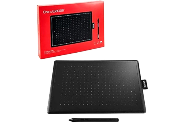 Wacom One by Wacom pen tablet with pressure-sensitive pen, compatible with Windows, Mac and Chromebook Small Black / Red