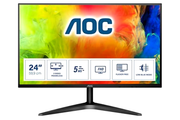 AOC  24B1H - B1 Series - LED-skærm - 23.6 - 1920 x 1080 Full HD (1080p) @ 60 Hz - VA - 250 cd/m² - 3000:1 - 5 ms - HDMI, VGA - sort