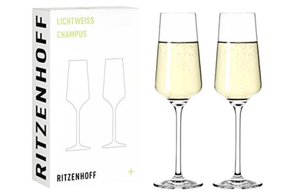 Ritzenhoff RITZENHOFF 6111008 – champagneglas 200 ml – serie ljusvitt 2 stycken, set 3 med äkta guld, för 200 ml – Made in Germany