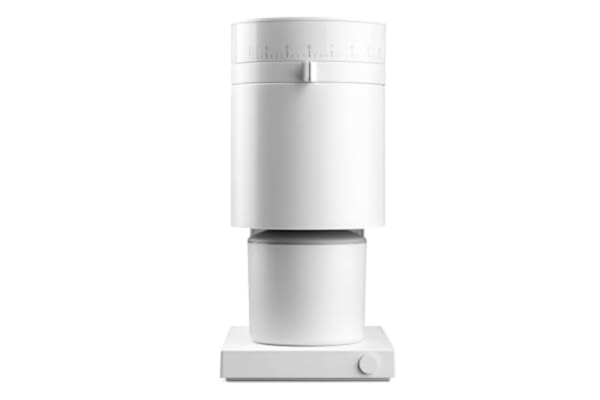 Fellow Kaffekvarn med Fellow Opus avsmalnande slipskiva, elektrisk kaffekvarn för alla ändamål – espresso, dropp, fransk press + kallbrygd – färg matt vit