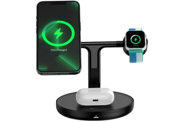Baseus  Wireless Charger Swan stand 3-in-1 Magnetic charger with TypeC cable 15W, 1m Black (WXTE000101)