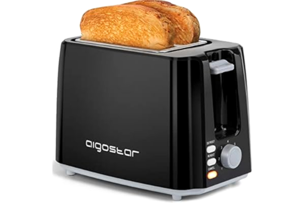 Aigostar  Warrior 30JRL - Broodrooster voor 2 sneetjes, 7 bruiningsstanden, Ontdooien, Opwarmen en Annuleer functies, 750 Watt, BPA vrij, Zwart