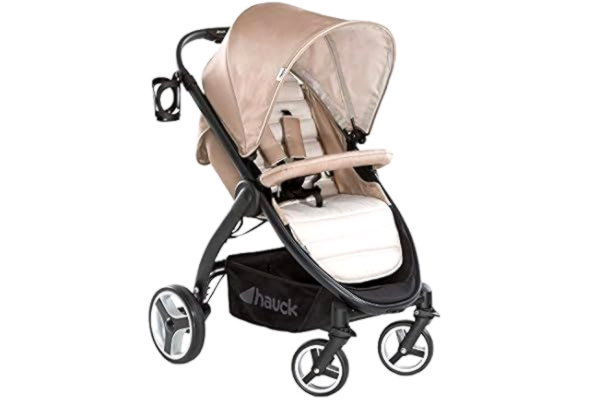 Hauck  Poussette Lift Up 4 / Jusqu'à 25 kg / Position Couchée dès la Naissance / Pliable d'Une Main / Porte Gobelet Inclus / Hauteur Réglable / Grand Panier Achats / Beige Fungi