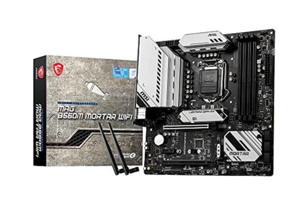 MSI  MAG B560M Mortar WiFi Carte Mère Gaming M-ATX - pour Processeurs Intel Core 11ème Gen, LGA 1200, DDR4 Boost (5066MHz/OC), 2 x PCIe 4.0/3.0 x16, 2 x M.2 Gen4/3, 2.5G LAN, Wi-FI 6E
