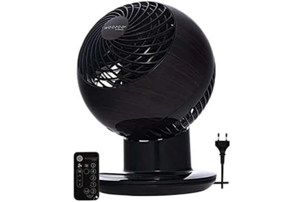 Woozoo  by Ohyama, Stille en krachtige ventilator tafel / bureau, 38W, met Afstandsbediening, Timer, Multidirectionele oscillatie, Voor 30m² oppervlakte - Woozoo PCF-SC15T - Houtlook/Zwart