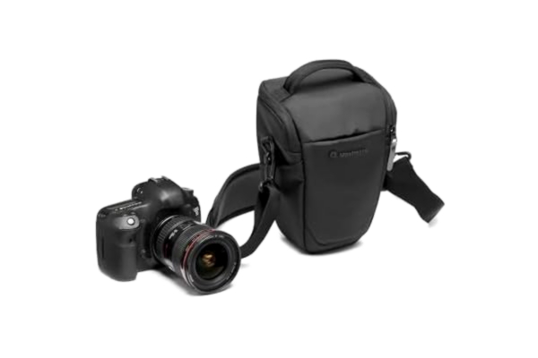 Manfrotto  Advanced Holster M III, väska för spegellös kamera med objektiv, kameraväska med stativhållare och regnskydd, fotograferingstillbehör, svart, Medium, hölster M