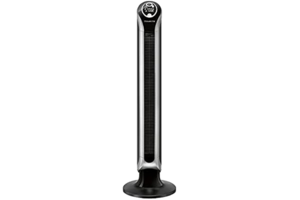 Rowenta  VU6670 Infinite Digital Tower Fan, Up to 8 Hour Timer, 3 Speeds, 180° Oscillation, Remote Control, Home & Office Use, Eco Mode, Auto Air Flow & Shut Off, Temperature Indicator, Black