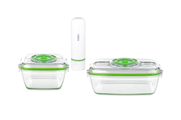 Princess  Glass Förvaringsbehållare För Matförvaring Med Handhållen Vakuumförslutning, Inkluderar Elektrisk Vakuumpump, Usb, Laddningskabel, 2 Matlagnings, Och Matbehållare, 2 Bpa, Fria Lock