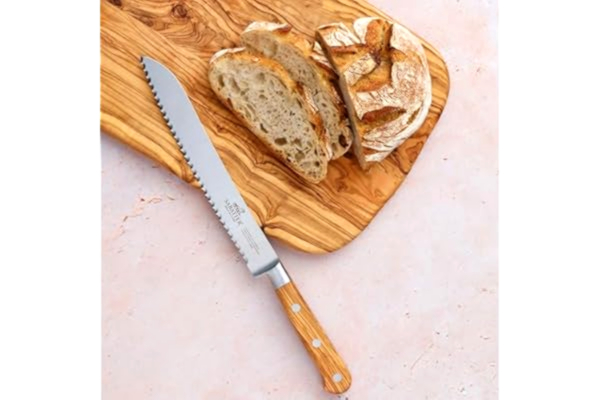 Rousselon Sabatier Provençao Brödkniv, 100% smidd, 20 cm, blad och nitar i rostfritt stål, utformad för att skära bröd, baguetter och bakverk utan att krossa skorpan, tillverkad i Frankrike