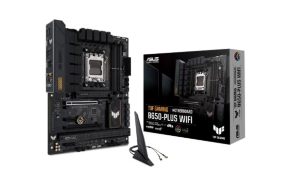 Asus ASUS TUF GAMING B650-PLUS WIFI moderkortssockel AMD AM5 (Ryzen 7000, ATX, PCIe 5.0, DDR5-minne, 14 strömsteg, USB 3.2 Gen 2 x 2 typ-C, WiFi6, Aura Sync)