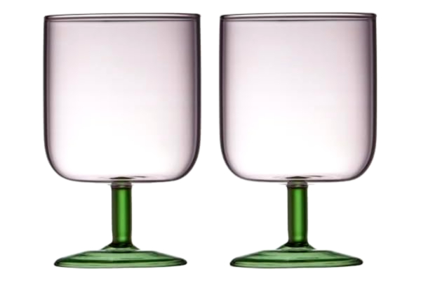 Lyngby Glas  Torino Vinglas 30 cl 2 st Pink/Grön