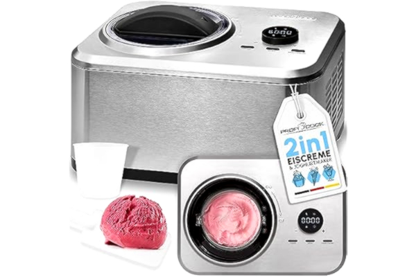 ProfiCook  PC-ICM 1268, Kompressor ismaskine, 1,5 L, 25 min., LED, Rustfrit stål, 60 min.