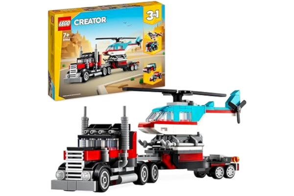 LEGO  Creator Flakbil med helikopter Byggset med Leksakshelikopter och Leksaksbil, Cool Byggleksak för Pojkar och Flickor, Innehåller 270 Byggklossar, Presentidé, från 7 år 31146
