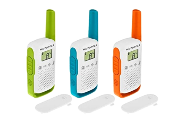 Motorola  5031753007515 Talkabout 2-Vägs Walkie Talkie Bärbar Radio, Orange/Grön/Blå, Paket med 3