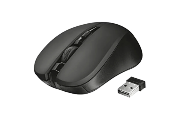 Trust  Mydo, Souris sans Fil, USB, Optique, Silencieuse, 1000/1400/1800 DPI, pour Droitier et Gaucher, Noir 21869