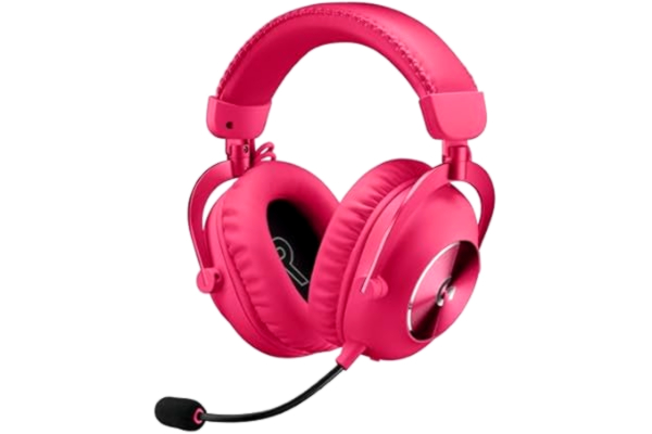 Logitech  G PRO X 2 LIGHTSPEED trådlöst gaming-headset, löstagbar bommikrofon, 50 mm Graphene-drivrutiner,DTS:X Headphone 2.0:7.1 Surround,Bluetooth/USB/3,5 mm Aux, PC, PS5, PS4,Nintendo Switch,Magenta