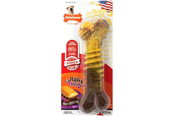 Nylabone  Power tuggsmak frenzy knogrben tuggleksak för hundar, oförstörbara tuggleksaker för aggressiva tuggare, Philly Cheesesteak smak, X-Large/Souper - 50+ lbs. (1 styck)