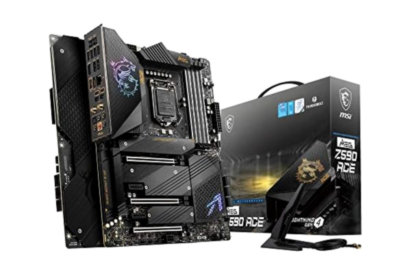 MSI  MEG Z590 ACE Gaming płyta główna ATX obsługuje procesory Intel 11. generacji, LGA 1200, Mystic Light, 16+2+1 Phase 90A SPS, DDR4-Boost (5600 MHz/OC), 2x PCIe 4.0 x16, 4x M.2 Gen 4/ 3x4, Wi-Fi 6E
