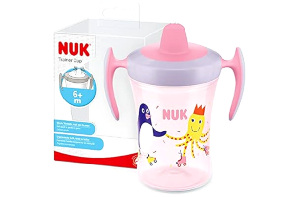 Nuk NUK Trainer Cup pipmugg | Läckagesäker mjuk drickpip | Från 6 månader | BPA-fri | 230 ml | pingvin (rosa) - NUK, Pingvin,