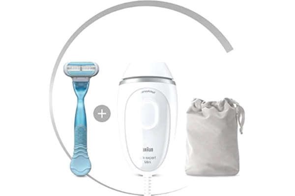 Braun  Silk-expert Mini PL1124, Hvid, Intenst pulserende lys (IPL), Mave, Armhule, Bikini, Jaw line, Overlæbe, 0,6 sek./side, Vekselstrøm