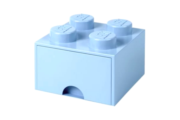 LEGO  Förvaringskloss 4 pluppar, 1 låda, stapelbar förvaringslåda, 4,7 l, ljusblå