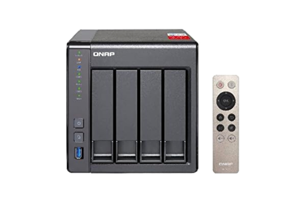 QNAP  TS-451+-2G 4 Bay Desktop High-performance NAS Enclosure - 2 GB RAM, Intel Celeron 2.0 GHz Quad Core Processor - Supporting HDMI, Transcoding and Virtualization, Black