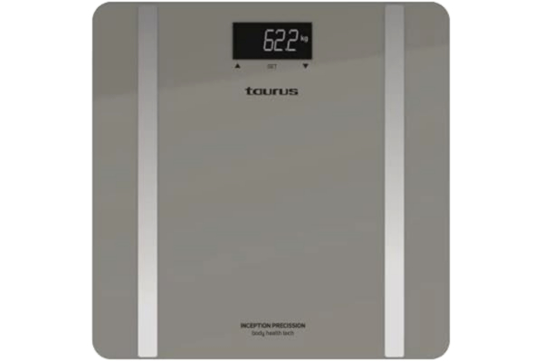 Taurus  Inception Precission - Smart badrumsvåg, beräknar procentandelen fett och kroppsvatten, minne för 10 användare, LCD-skärm, härdat glas, vikt max 180kg, precision 0,1 kg