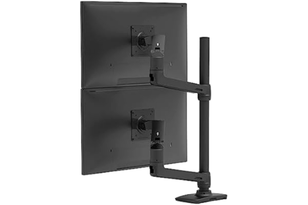 Ergotron  – LX-bildskärmsarm för staplade bildskärmar, skrivbordsmonterat, VESA standard – för 2 bildskärmar på upp till 40 tum, 3,2–10 kg vardera – Högt stativ, Mattsvart (45-509-224)