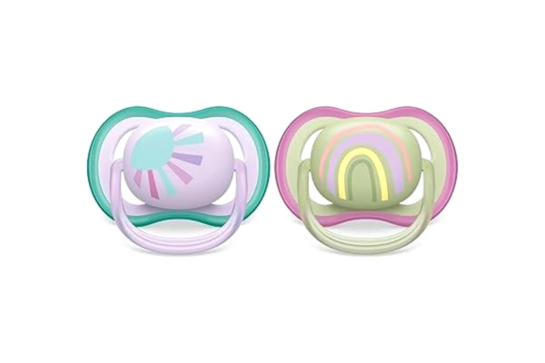 Philips  Avent ultra air-napp – 2 lätta nappar som andas för barn 0–6 månader, BPA-fri med steriliserande bärfodral (modell SCF085/59)
