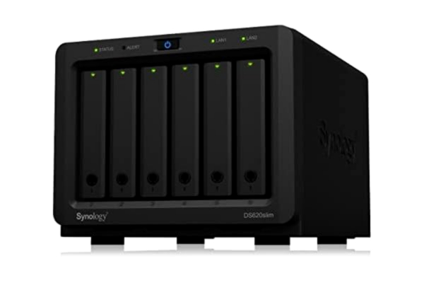 Synology  Disk Station DS620slim - NAS-server - 6 bays - SATA 6Gb/s - RAID RAID 0, 1, 5, 6, 10, JBOD - RAM 2 GB - Gigabit Ethernet - iSCSI support