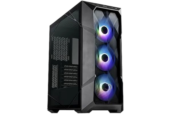 Cooler Master  MasterBox TD500 Mesh V2 - E-ATX Mid-Tower Datorchassi med Polygonal Mönstrat Mesh, 3 x Förinställda ARGB Fläktar, Avtagbar Toppanel, Sidopanel i Härdat Glas, USB Typ-C - Svart