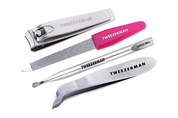 Tweezerman TWEEZERMAN Manikyr pedikyrset (4-delat, mini emergency set, reseset för varje handväska, med nagelklippare, nagelfil), rosa