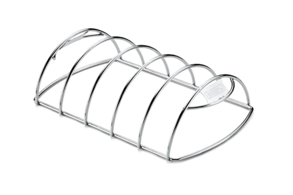 Weber  Ribbshållare, rymmer upp till 5 revbensspjäll/spare-ribs, Non-stick rostfritt stål, diskmaskinssäker, passar alla grills (kol från Ø 47 cm, gas, pellets, elektriskt) - Silver (6605)