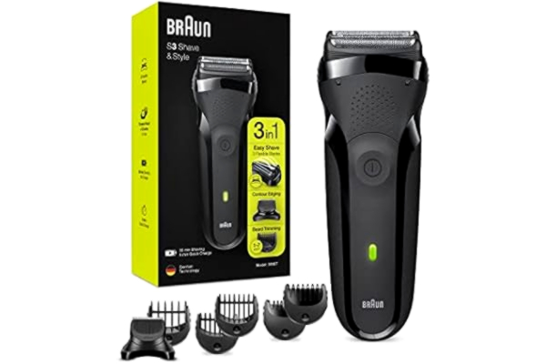 Braun  Series 3 Style & Shave Electric Shaver, For Men with Precision Beard Trimmer and 5 Combs, Gifts For Men, UK 2 Pin Plug, 300BT, Black Razor
