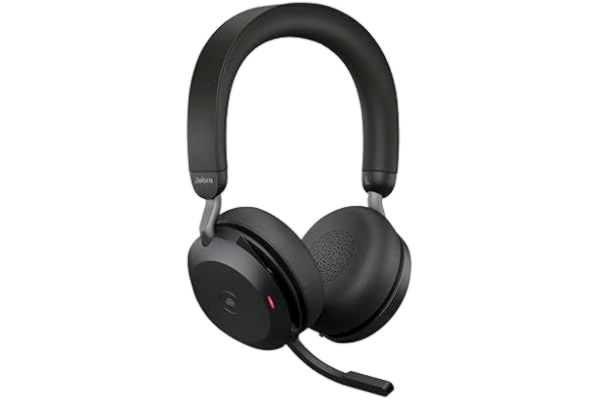 Jabra  Evolve2 75 trådlöst PC-headset med 8 mikrofoner - stereohörlurar med dubbelt skum och justerbar avancerad aktiv bullerdämpning, bluetooth-adapter med USB-A- och MS Teams-kompatibilitet - svart