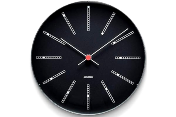 Rosendahl Arne Jacobsen väggklocka Ø 29 cm Bankers originaldesign kreativa detaljer, svart