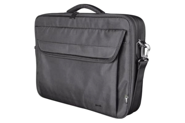 Trust  Atlanta Hållbar laptopväska 15,6 tum med axelrem, återvunnet plastfodral för laptopfodral, ekoväska, RPET arbetsväska, hållbar bärväska för resor, affärer, kontor, skola – svart