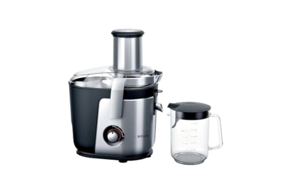 Bosch  VitaJuice 4 1200W - Juicepress med avtagbar 3L behållare, 1,5L juicekanna med skumavskiljare, hällpip med droppstopp-funktion, silver