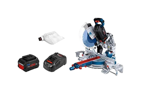 Bosch  Professional Scie à onglets radiale sans-fil BITURBO GCM 18V-305 GDC (avec 2 batteries ProCORE18V 5.5Ah, chargeur GAL 1880 CV, module de connectivité, lame, sac à poussière, dans boîte carton)