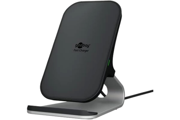 Goobay  52955 trådlös laddare 10 W Qi laddningsstation mobiltelefonhållare/trådlös bordsladdare/induktiv laddningsstation, mobiltelefonhållare induktionsladdare
